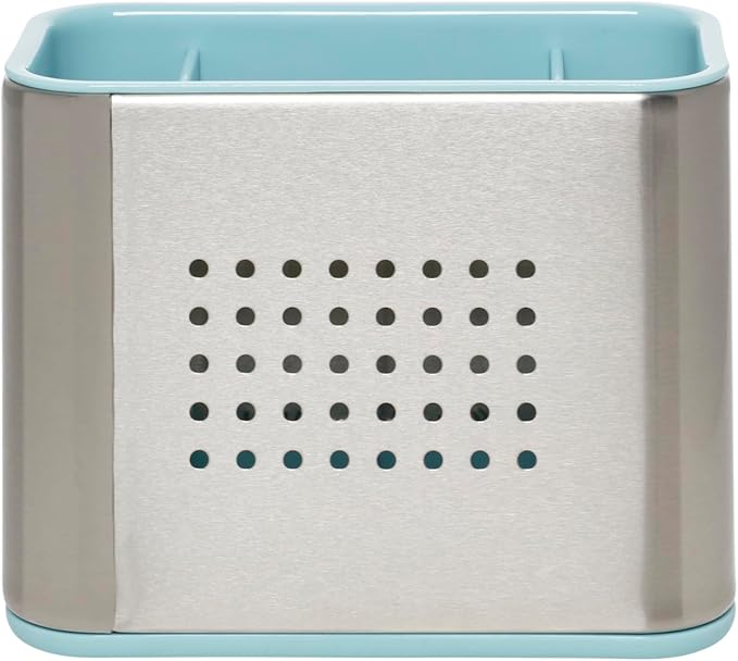 KitchenAid Multi Compartment Sink Brush and Sponge Caddy with Perforation for Quick Air Drying 3.25 x 4.78 x 6.25 Inch Mineral Water