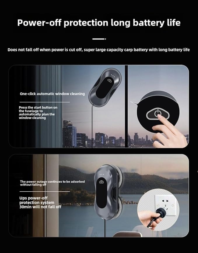 Fully Automatic Dual Water Jet Intelligent Window Cleaning Robot for Windows/Tiles/Glass Doors Automatic Window Cleaning Robot with Dual Side Water Jets (White)