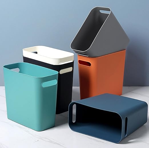 2.4 Gallon Slim Trash Can Small Plastic Wastebasket for Bathroom Office Kitchen Narrow Space Under Sink or Desk (Green)