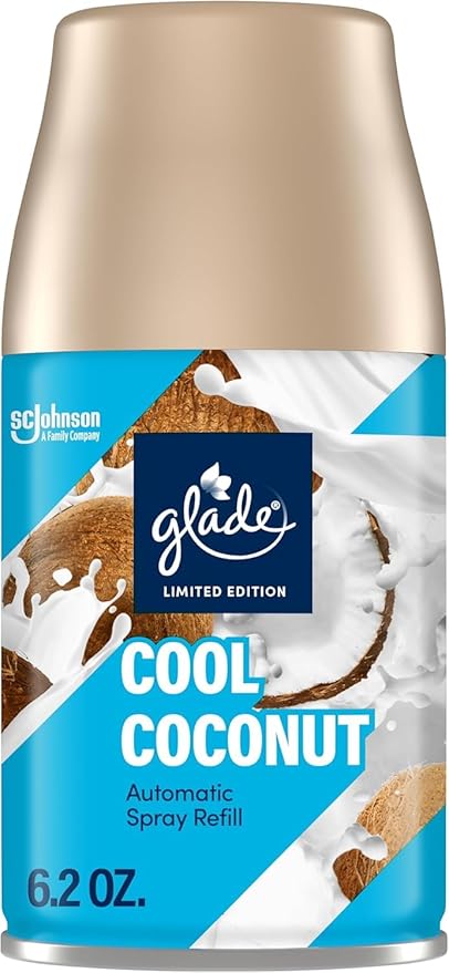 Glade Automatic Spray Refill Cool Coconut Scented Air Freshener for Home and Bathroom 6.2 Oz 6 Pack