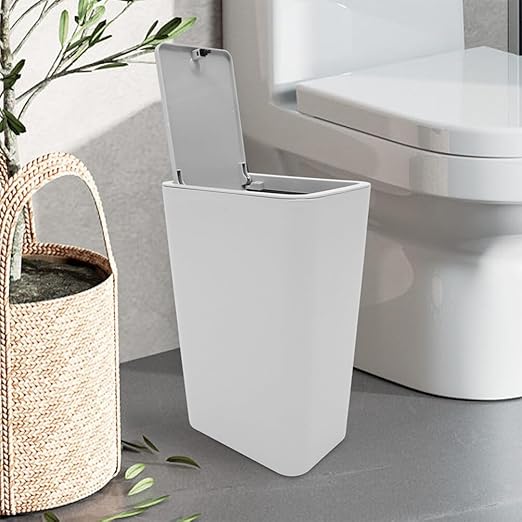 PRETYZOOM Slim Garbage Can with Lid Compact Waste Basket for Bathroom Kitchen Bedroom and Office Material for Everyday Use for Narrow Spaces and Multiple Occasions
