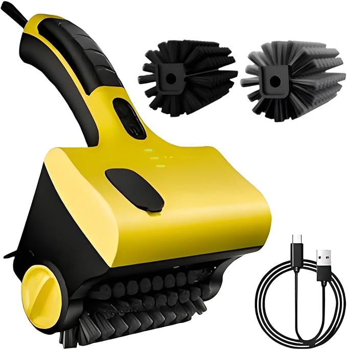 360° Grill Cleaner Brush with 2 Detachable Heads Built-in 2600mAh Battery One-Touch Water Spray 2 Speed Settings Ideal for Grills Kitchens &amp Bathrooms