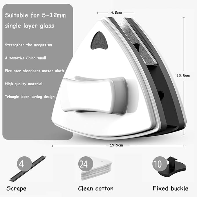 Magnetic Window Cleaner Double-Side Magnetic Glass Cleaner for Double Layer Three Floors Window Fish Tanks Skylights Patio Doors Bedroom Window and Even Shower Screens