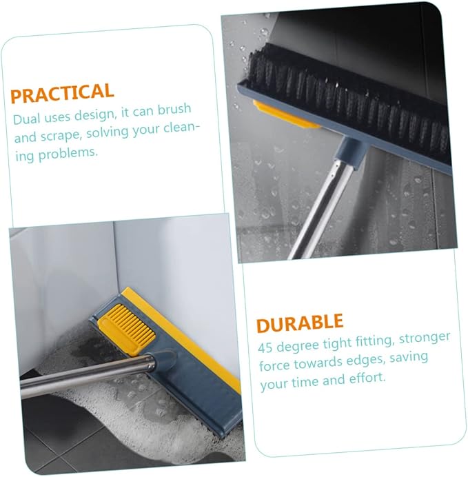 2pcs Telescopic Deck Brush Scraper Grout Brush for Hard Floor Cleaner Dual Use Scraper