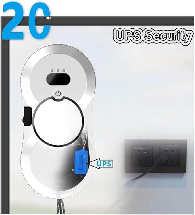 Window Cleaning Robot Automatic Water Spray Double Suction Cup Suction Ups Power Protection Wireless Remote Control Command Suitable for Indoor and Outdoor Window GlassWhite