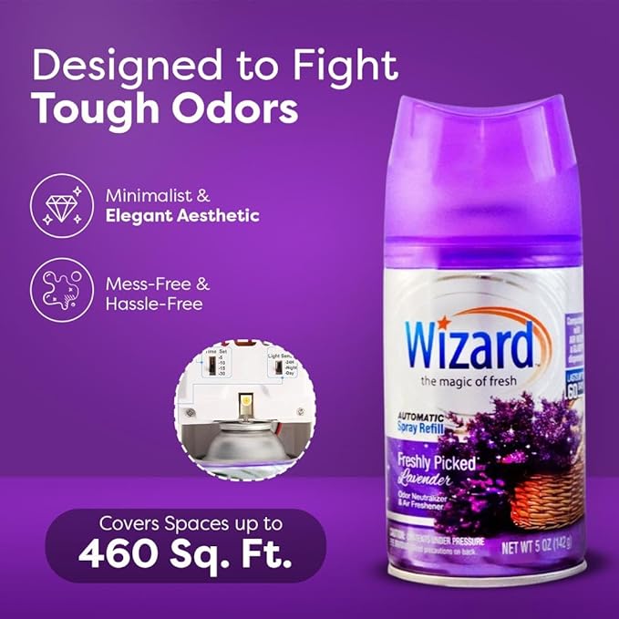 12 WIZARD AUTOMATIC SPRAY REFILLS FRESHLEY PICKED LAVENDER 5 oz