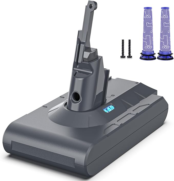 Keenstone Battery Replacement for V8 21.6V 6500mAh Li-ion Battery Compatible with SV10 V8 Animal V8Absolute V8Motorhead V8Carbon Fiber V8Fluffy Series Cordless Vacuum 2 Filters Included