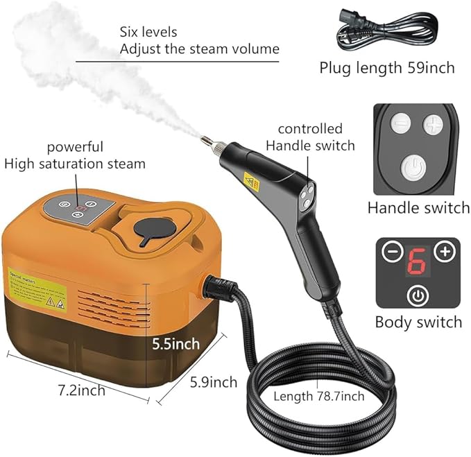 Steam Cleaner for Home &amp Car Detailing 2500W Handheld High Pressure Steamer for Cleaning Portable Car Steamer for Home Kitchen Tile Floor Couch CleaningBlack
