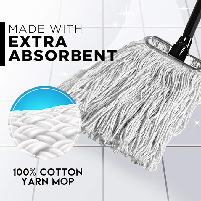 Fuller Brush Wet Mop – Heavy Duty Durable Washable Janitorial Floor Mop (Mop Head)