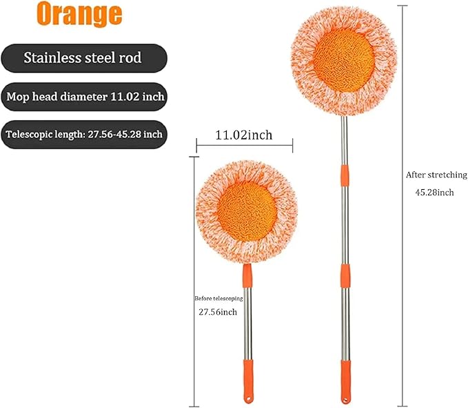 360° Rotatable Adjustable Cleaning Mop - 2022 New Extendable Wall Cleaning Mop Long Handle Microfiber Spin Mop Easy Cleaning Spin Mop Head Replacement Ceiling Window (with 6 Mop Heads)