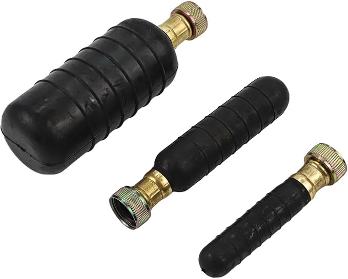3-Piece Rubber Drain Bladder Kit for 1 to 6 Inch Pipes — Water-Powered Unclogger for Bathroom Sinks Showers &amp Swimming Pool Drains