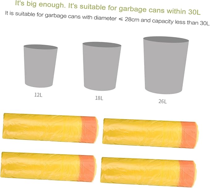 GANAZONO 10 Packs Disposable Drawstring Plastic Trash Bags with Handles Sturdy Household Waste Container for Bathroom Bedroom Office Kitchen Use