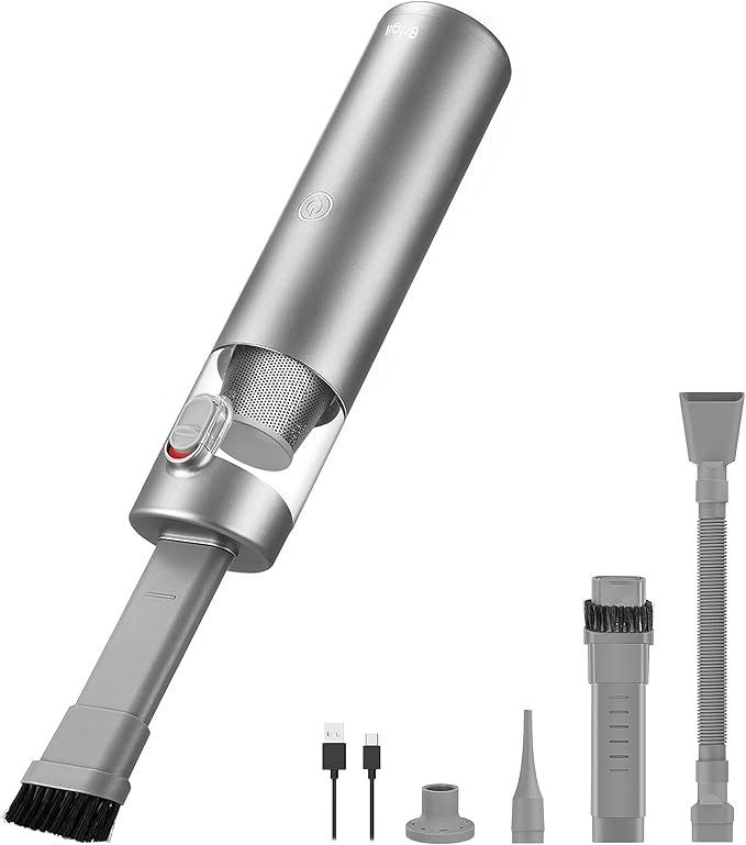 Brigii Mini Handheld Vacuum Cordless 3 in 1-Car Vacuum &amp Air Duster &amp Hand Pump 3 Kinds of Crevice Nozzles for Small Spaces Crevices Portable Rechargeable Cleaner-M1