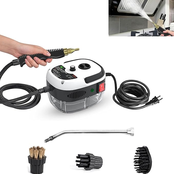 Muntuni Steam Cleaner 2500w Handheld High Temperature Pressurised Steam Cleaner Steam Cleaner for Car Floor Kitchen Bathroom Tileswhite