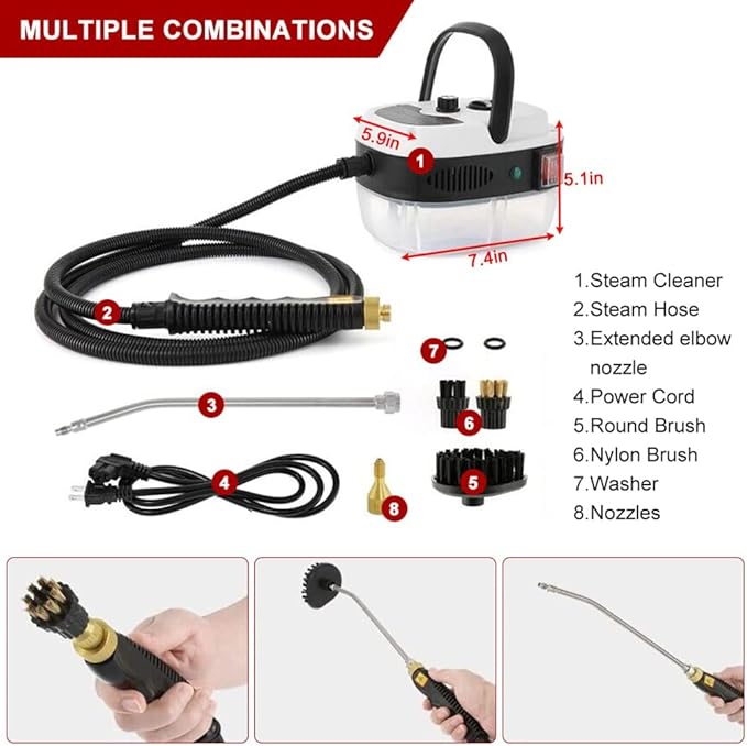 Portable Steam Cleaner 2500W High Temperature High Pressure Steam Cleaning Machine 6 Adjustable Speeds Handheld Steam Cleaner for Deep Cleaning Kitchen Floors Car Bathroom
