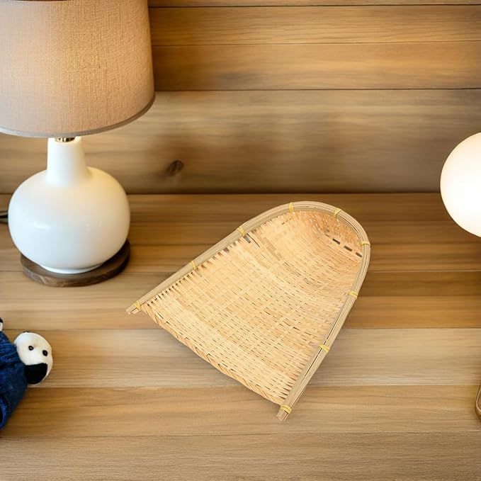 COHEALI 2-Pack Bamboo Weaving Dustpan 11.81In Durable Lightweight Handmade Bamboo Mini Dustpans for Kids DIY Crafts &amp Farmhouse Wall Decor Kindergarten Home Dollhouse