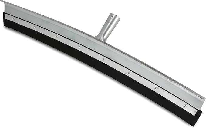Unger Professional AquaDozer Max Kit 36” Smooth Surface Curved Floor Squeegee and 48” Dual End Pole Rubber Blade Scrubber and Broom for Concrete Asphalt and Tough Cleaning Jobs