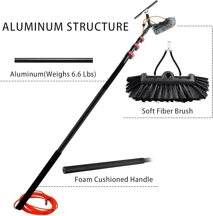 Window Cleaning Telescopic PoleWater Fed Extendable BrushSuitable for Cleaning Conservatory Roof Photovoltaic Panel Cleaning Tools9m(30ft)