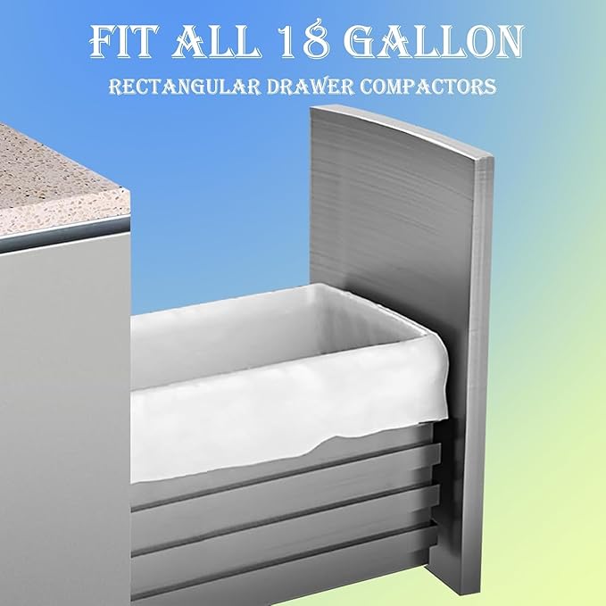 18 Gallon 200 Count Compactor Kitchen Trash Bags Heavy Duty 1.2 Mil THICK Reinforced Drawstring Perfect Fit for 18 Gallon Compatible with Kitchenaid Whirpool GE 15 Inch Compactors GRAND SAVE!