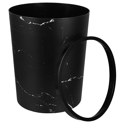 1piece Stylish Marble Waste Bin Kitchen Wastebasket Press Ring Modern Open Top Garbage Can for Bathroom Living Room