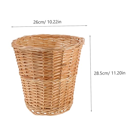 Veemoon Woven Wicker Trash Basket Rattan Wastebasket Multi Accessory for Bedroom Bathroom Living Office Stylish Pastoral Decor