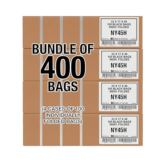 Aluf Plastics 45 Gallon 1.5 MIL Black Heavy Duty Garbage Trash Bags - 41 x 51- For Contractor Industrial Institutional &amp Commercial 400 Count