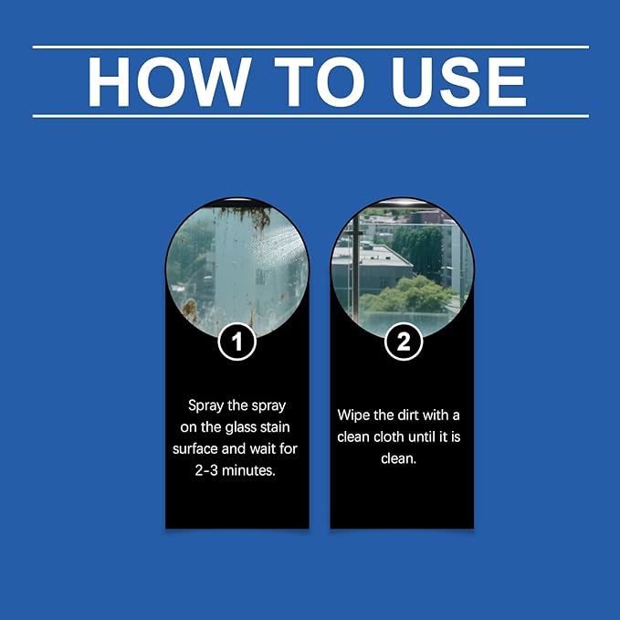 Streak-Free Glass Cleaner - Remove Fingerprints Water Spots &amp Stains Quick-Drying Formula(3pcs)