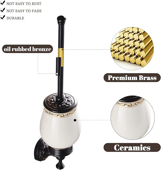Leyden Bronze Toilet Brush HolderOil Rubbed Bronze Toilet Brush Plunge Retro Toilet Bowl Brush Bathroom Accessories Wall Mounted