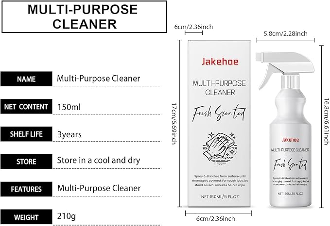 Multi-Purpose Cleaner - Gentle On Hands Tough On Grease/Dirt/Stains | All-Purpose Home Cleaning For Kitchen Bathroom Furniture Surfaces(3PCS)
