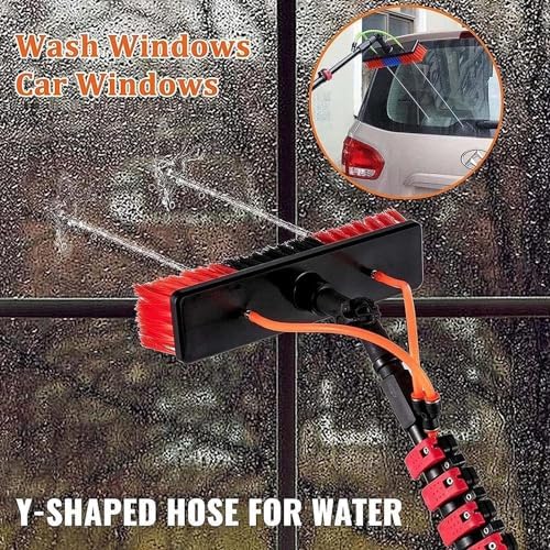 Glass Cleaning Brush Home Water Fed Telescopic Pole Kit Solar Panel Brush Rotating for Photovoltaic PanelAdjustable Solar Panel Cleaning Brush and Pole Window Cleaner Brush Water Fed Pole K