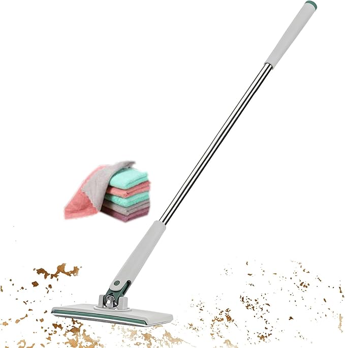 Clamp Mop with 4 Cloths 1Set Clip Wet Wipes Mop Floor Cleaning Supplies Lightweight for Kitchen Bathroom and Living Room