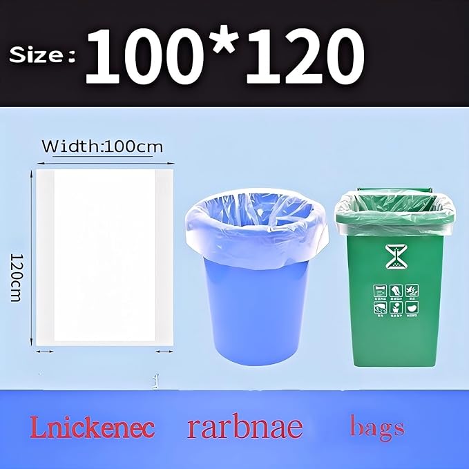Heavy Duty Contractor Trash Bags Black Low Density Polyethylene 45-50 Gallon 39x46 Inches Easy-Tie for Outdoor Construction Lawn Use 100 Count 100cm x 120cm