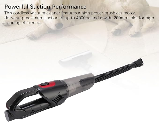 Walfront Self Standing Cordless Vacuum Cleaner 120W 4000pa Handheld Stick Vacuum with 4+1 Cleaning configurations