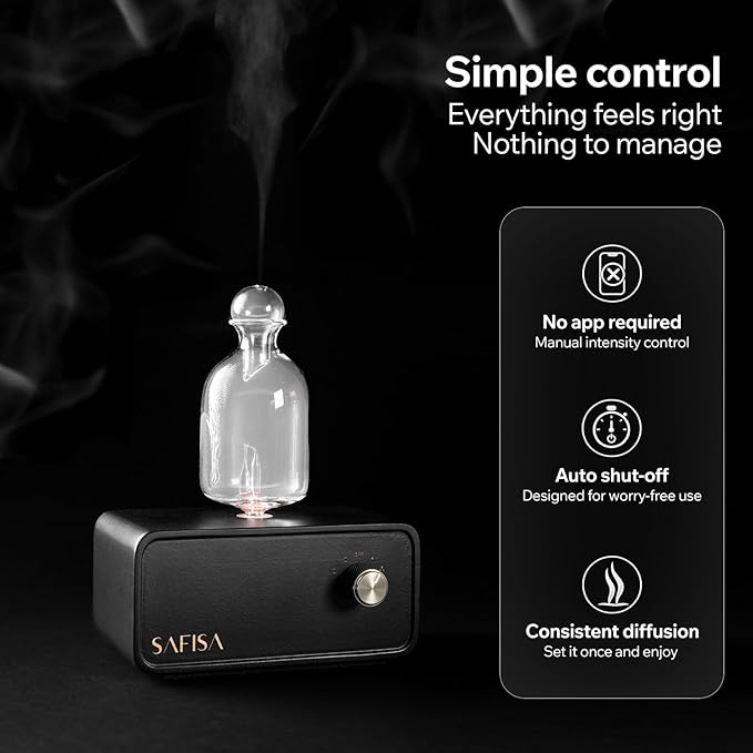 Waterless Essential Oil Diffuser Scent Diffuser for Home 700 Sq. Ft. Portable Waterless Diffuser Nebulizing Cold Air Cordless Diffuser for Large Room Rechargeable Smart Hotel-Style