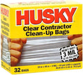 Husky Heavy Duty Clean-Up Trash Bag Polyethylene Resin 42 gal 45-1/8 in L x 32-3/4 in W x 3 mil T Clear