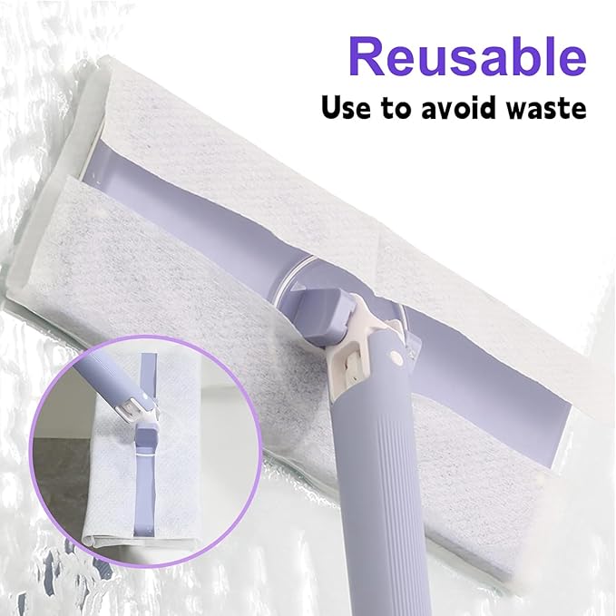 Snap Grip Mini MopCloth Changing Mini Mop 36 inch Lazy Automatic Gripping Zero Touch Grip-Mops Compatible with Swiffer &amp Face Towels 360 Rotating Mops for Whole House Cleaning(5 Cloths)