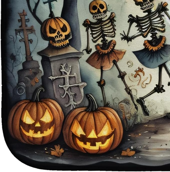 Caroline's Treasures DAC2235DDM Dancing Skeletons Spooky Halloween Dish Drying Mat Absorbent Dish Drying Mat Pad for Kitchen Counter Dish Drainer Mat for Countertop 14 x 21 Multicolor