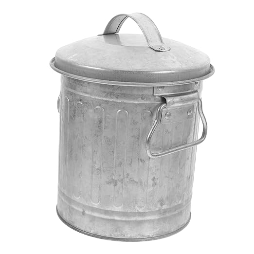 TEHAUX Decorative Iron Waste Basket Creative Trash Bin for Bedroom Office Kitchen Vintage-Style Small Rubbish Bin for Home and Easy to Clean and Space-Saving Design