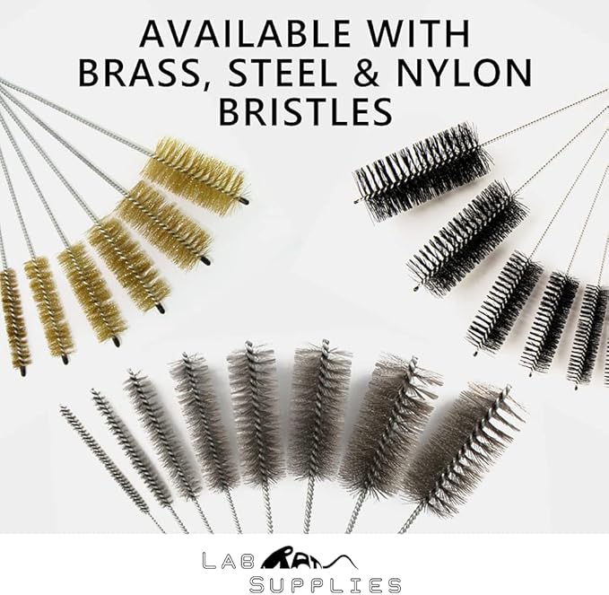 12 Inch Pipe Cleaning Brush Set with Stainless Steel Bristles 8 Piece Variety Pack | for Auto Parts Bottles Guns Tubes etc.
