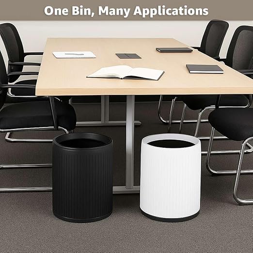 2 Pack - 4 Gallon White Plastic Trash Can/Small Indoor Wastebasket Round Polyethylene Bin for Office Hotel Home School