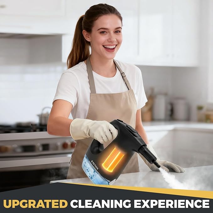 Handheld Steam Cleaner 15S Rapid Heating 3 Adjustable Modes 14 Cleaning Kits Steam Cleaner for Home Kitchen Bathroom Car（Black）