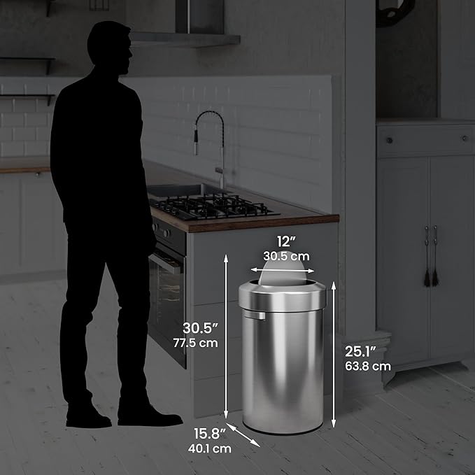 iTouchless Titan 17 Gallon Swing Open Trash Can Stainless Steel Self-Balance Flip Top Lid Commercial Grade 64 Liter Garbage Can is Perfect for Business Restaurant Office and Kitchen