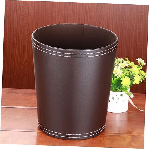 Stylish Leather Wastebasket Garbage Can for Bedroom Trash Can Simple Design