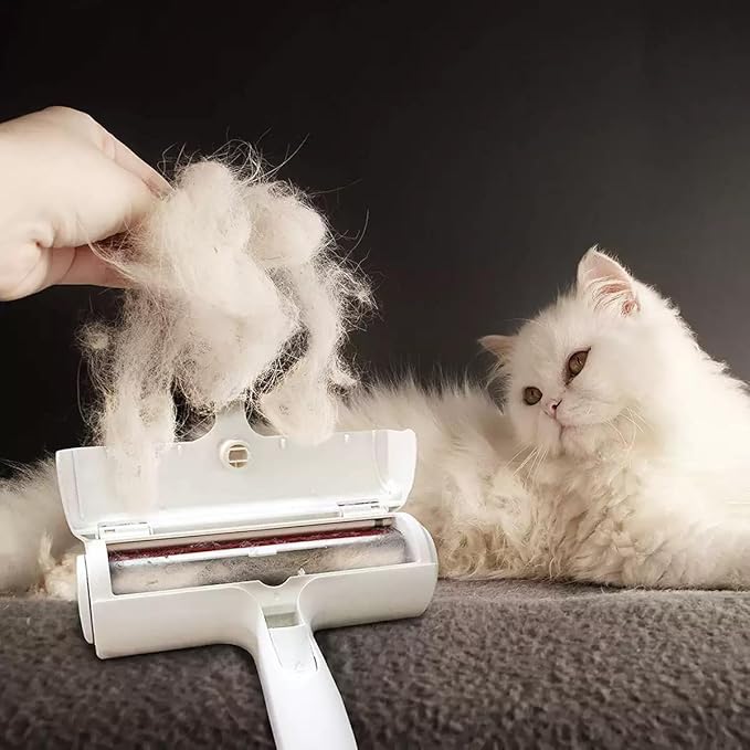 Pet Hair Remover Roller - Reusable Lint Roller for Dog &amp Cat Hair on Furniture Couch Carpet Clothing - Eco-Friendly Portable Fur Remover Tool (White)