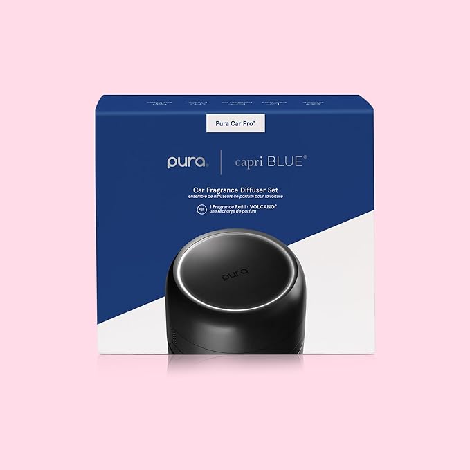 Capri Blue Volcano Pura Car Pro Diffuser Set - Includes Pura Car Pro Diffuser and Capri Blue Volcano Air Freshener Refills - Scented with Notes of Tropical Fruits &amp Sugared Citrus