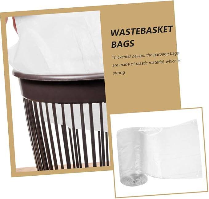 BETOOKY Thickened Plastic Kitchen Trash Bags 300pcs (45x50cm) White Small Wastebasket Liners for Bathroom Bedroom Office Use