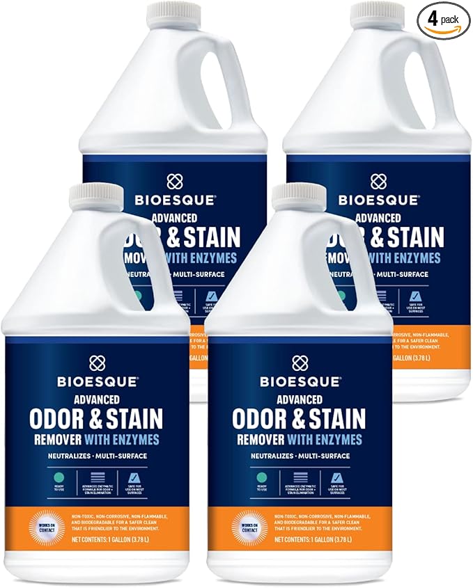 Bioesque Advanced Odor &amp Stain Remover with Enzymes 1 Gallon (Pack of 4)