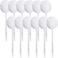 Eaasty Toilet Bowl Brush with Long Plastic Handle Bulk Disposable White Soft Swab Toilet Bowl Cleaners Mop with Silk Cotton Brush for Bathroom 11 x 4.3 Inch(12 Pack)