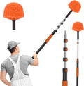 20FT Reach Cobweb Duster with Extension Pole High Ceiling Long Duster with 3-12FT Telescoping Pole Spider Web Brush for Indoor Outdoor Use