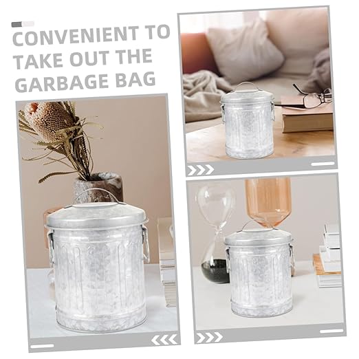 jojofuny 2pcs Iron Stationery Storage Bucket Small Wastebasket for Office Creative Rubbish Bin Easy to Use